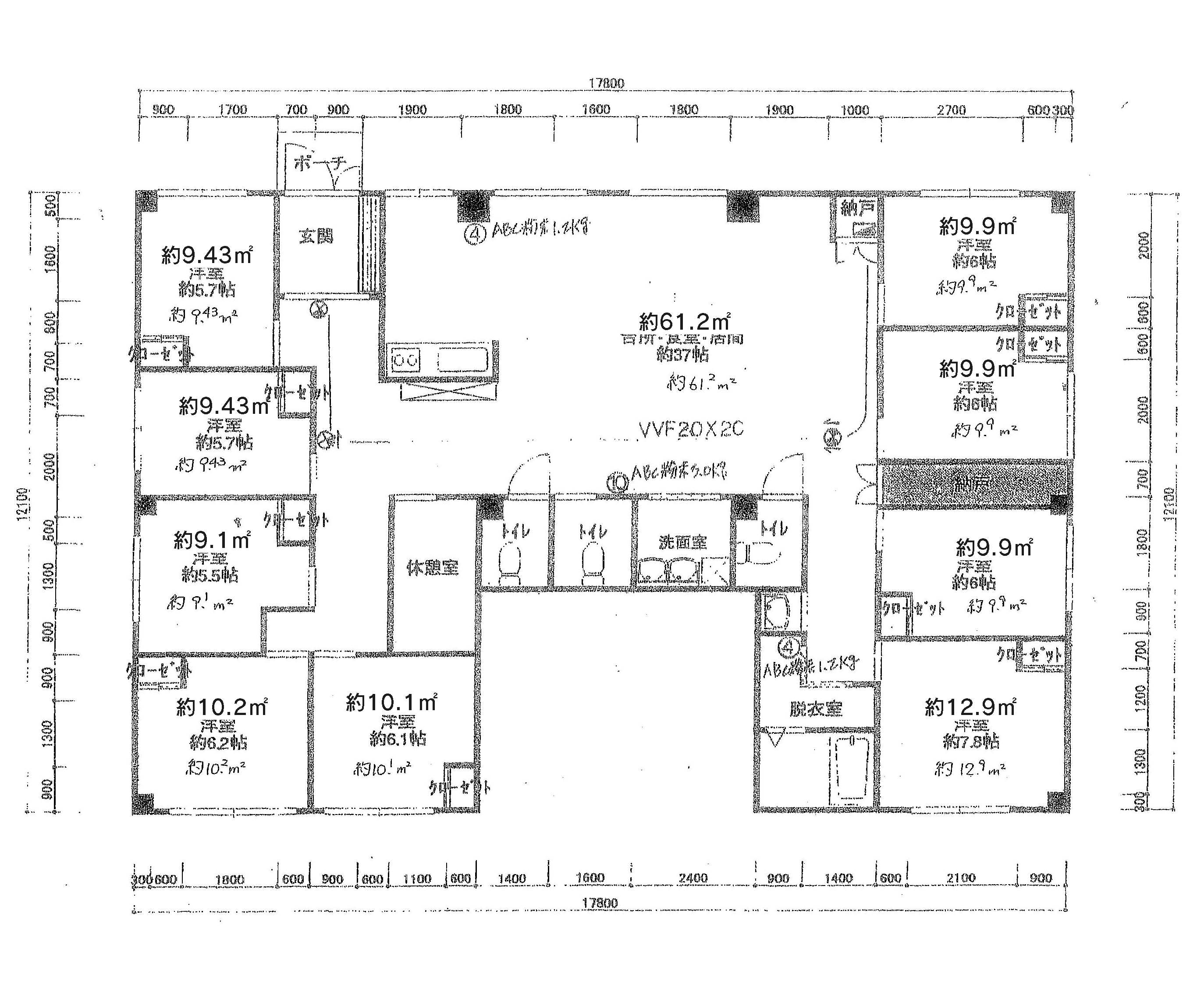 ナーシングホームしあわせ八軒の部屋間取り一例